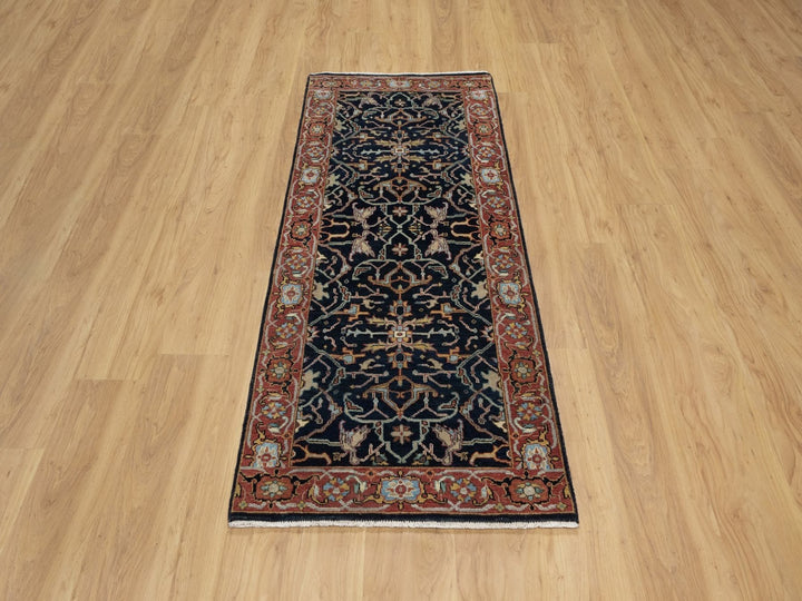 2'7" x 6'2" New Hand Knotted Blue Wool Runner Oriental Rug - MOA10291506