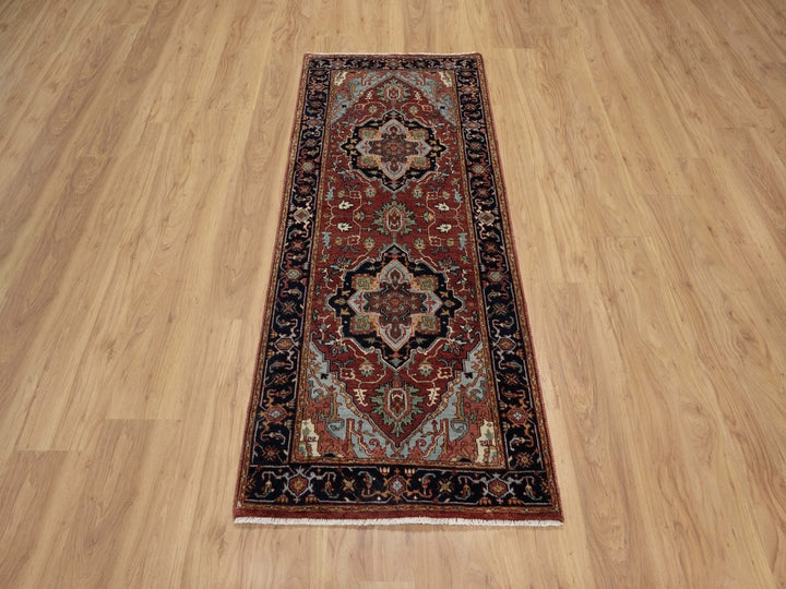 2'6" x 6'3" New Hand Knotted Red Wool Runner Oriental Rug - MOA10291507