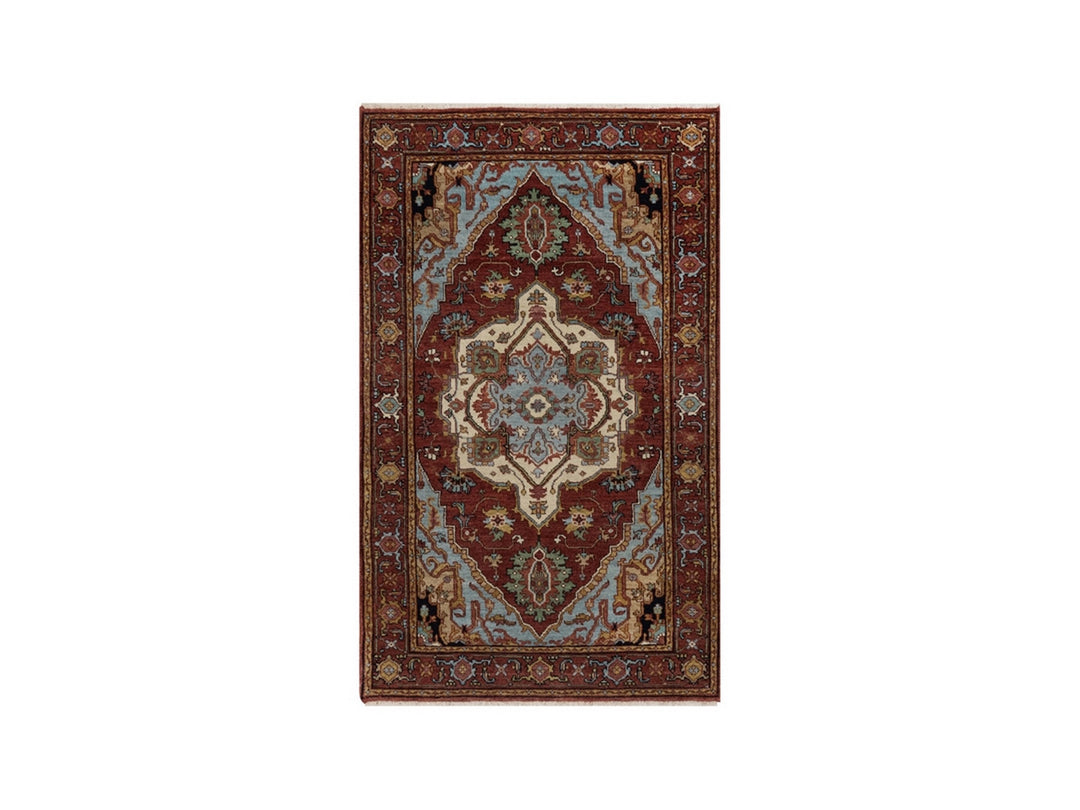 3'1" x 5'1" New Hand Knotted Red Wool Rectangle Oriental Rug - MOA10291508
