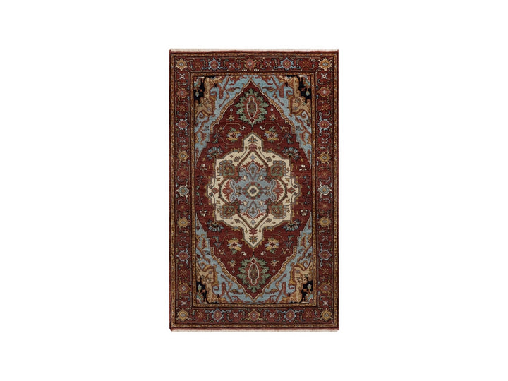 3'1" x 5'1" New Hand Knotted Red Wool Rectangle Oriental Rug - MOA10291508