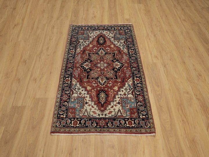 3'0" x 5'0" New Hand Knotted Red Wool Rectangle Oriental Rug - MOA10291509