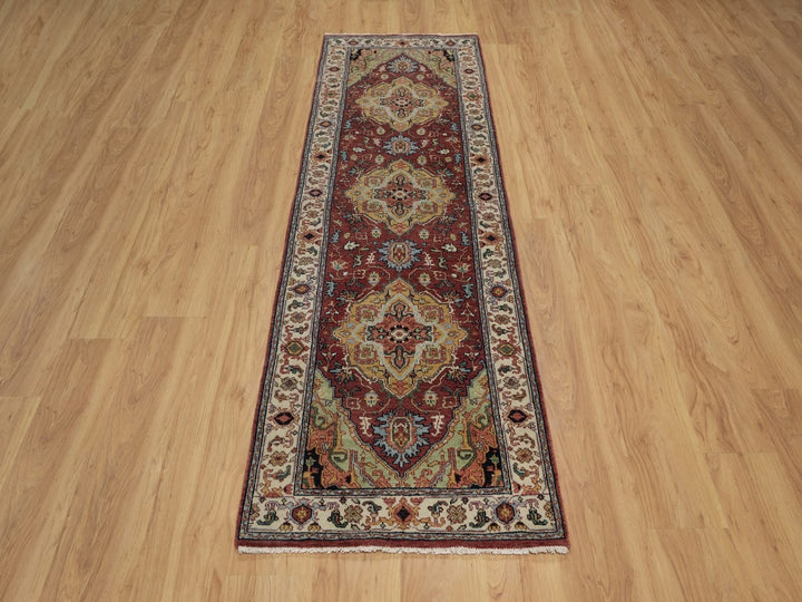 2'7" x 8'2" New Hand Knotted Red Wool Runner Oriental Rug - MOA10291510