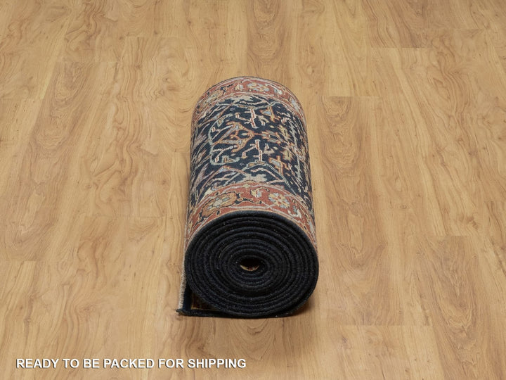 2'6" x 20'1" New Hand Knotted Blue Wool Runner Oriental Rug - MOA10291512
