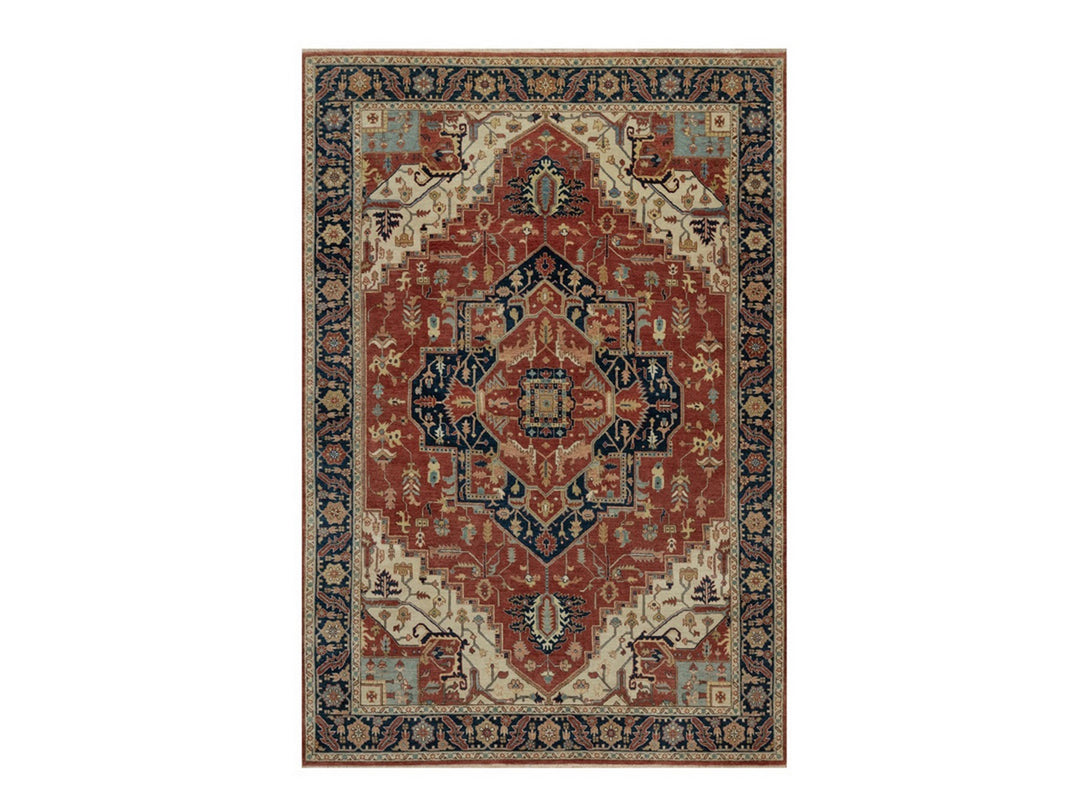 6'3" x 9'1" New Hand Knotted Red Wool Rectangle Oriental Rug - MOA10291514