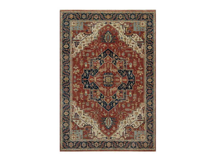 6'3" x 9'1" New Hand Knotted Red Wool Rectangle Oriental Rug - MOA10291514