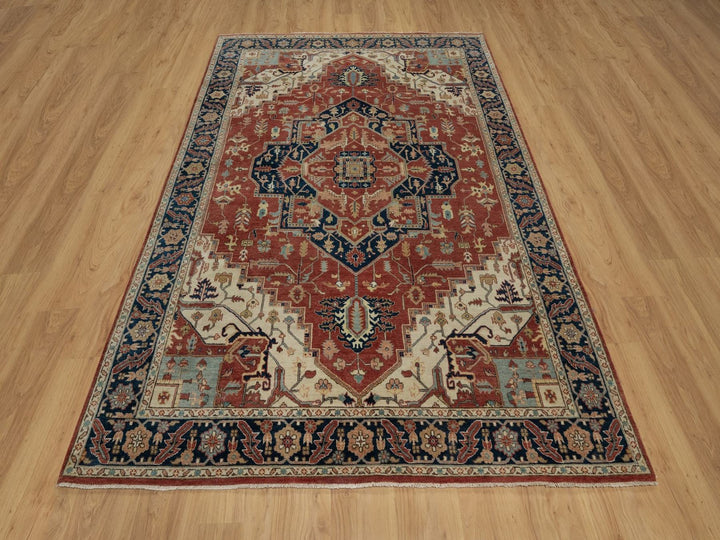 6'3" x 9'1" New Hand Knotted Red Wool Rectangle Oriental Rug - MOA10291514