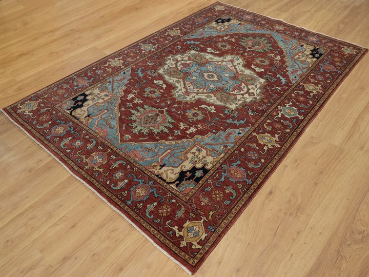 6'0" x 9'2" New Hand Knotted Red Wool Rectangle Oriental Rug - MOA10291515
