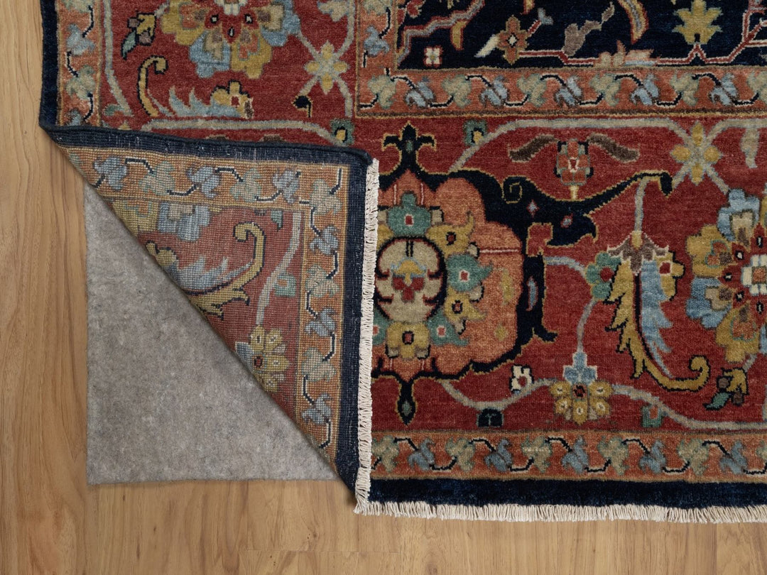 9'0" x 12'1" New Hand Knotted Blue Wool Rectangle Oriental Rug - MOA10291517