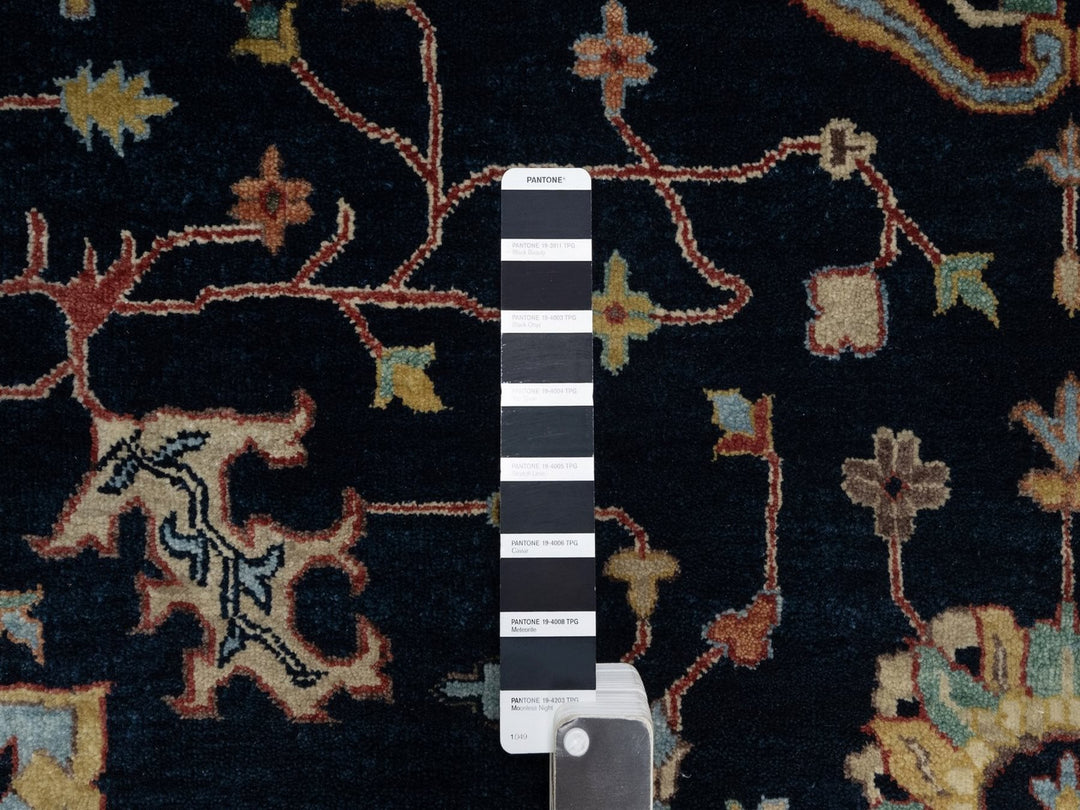 9'0" x 12'1" New Hand Knotted Blue Wool Rectangle Oriental Rug - MOA10291517