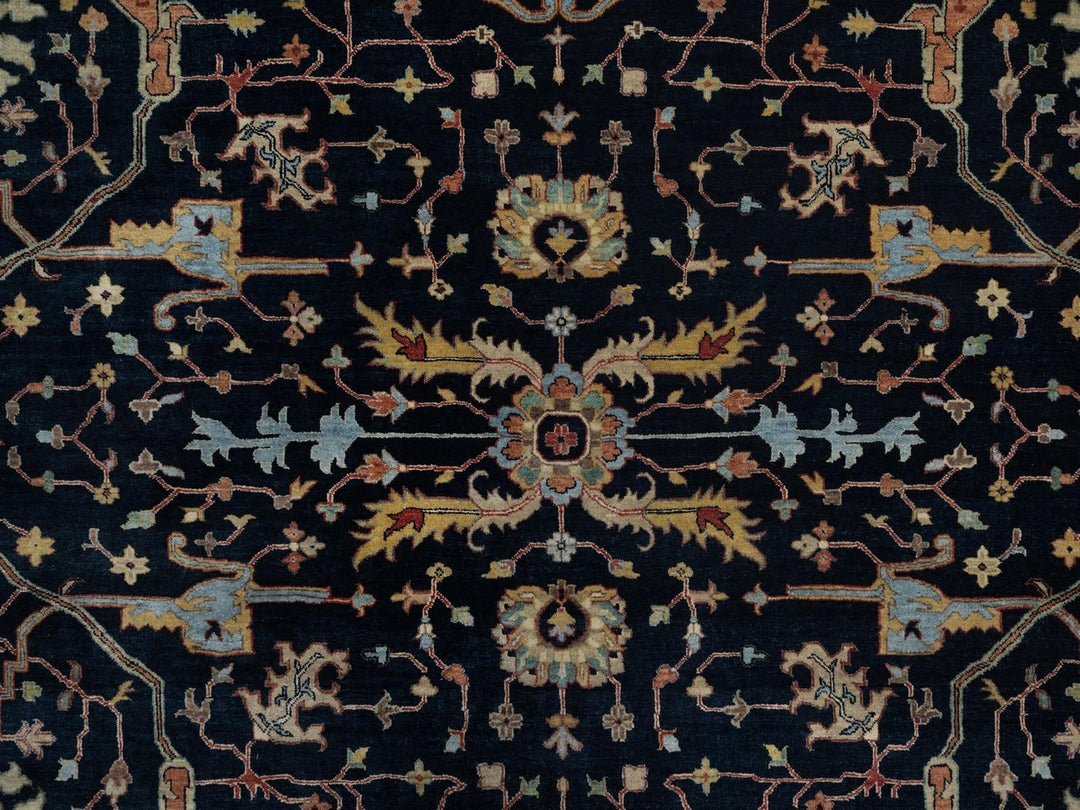 9'0" x 12'1" New Hand Knotted Blue Wool Rectangle Oriental Rug - MOA10291517