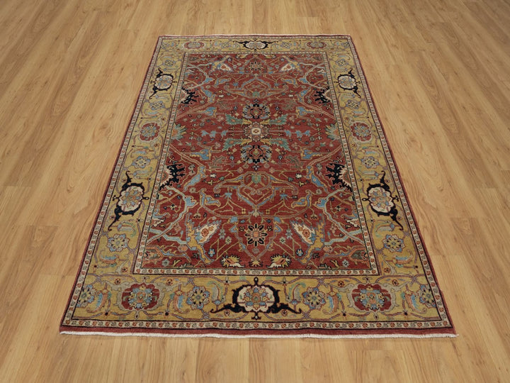5'2" x 7'2" New Hand Knotted Red Wool Rectangle Oriental Rug - MOA10291519