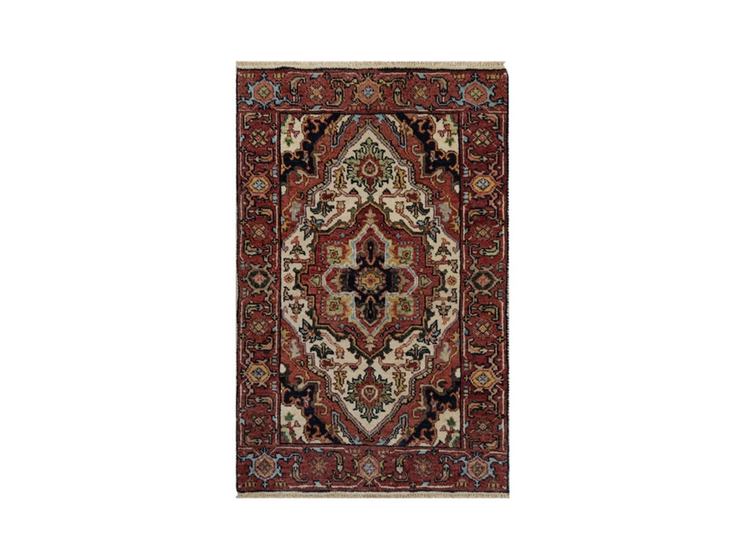 2'0" x 3'1" New Hand Knotted Ivory Wool Rectangle Oriental Rug - MOA10291520