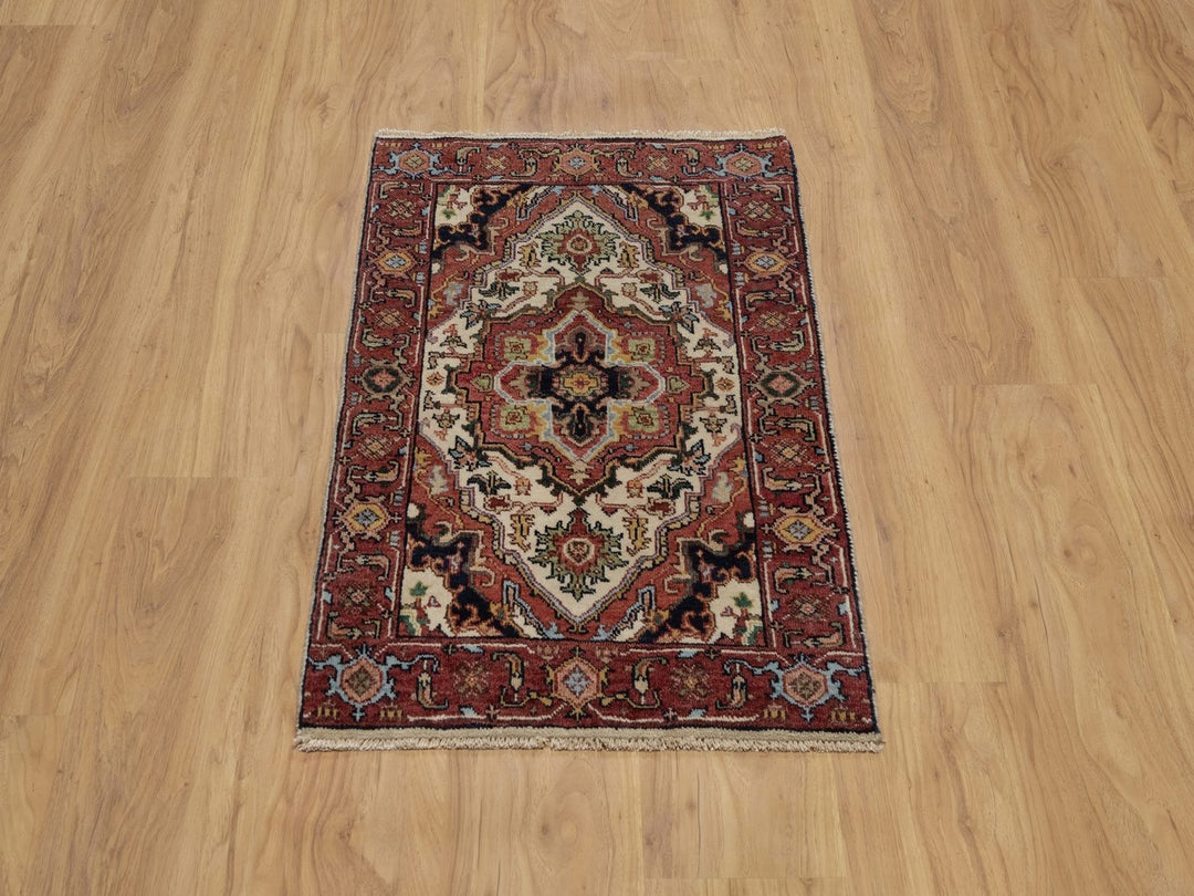 2'0" x 3'1" New Hand Knotted Ivory Wool Rectangle Oriental Rug - MOA10291520
