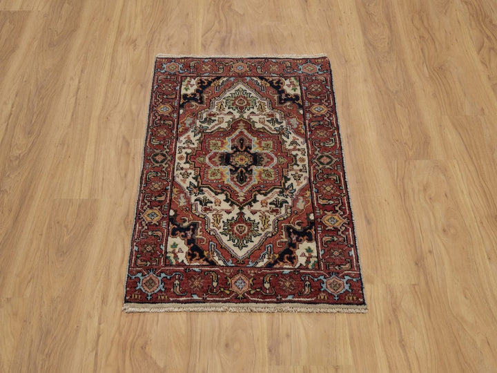 2'0" x 3'1" New Hand Knotted Ivory Wool Rectangle Oriental Rug - MOA10291520
