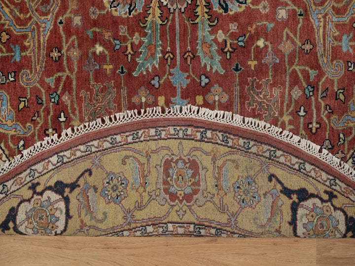6'2" x 6'2" New Hand Knotted Red Wool Round Oriental Rug - MOA10291521
