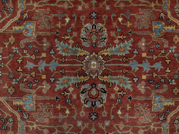 6'2" x 6'2" New Hand Knotted Red Wool Round Oriental Rug - MOA10291521