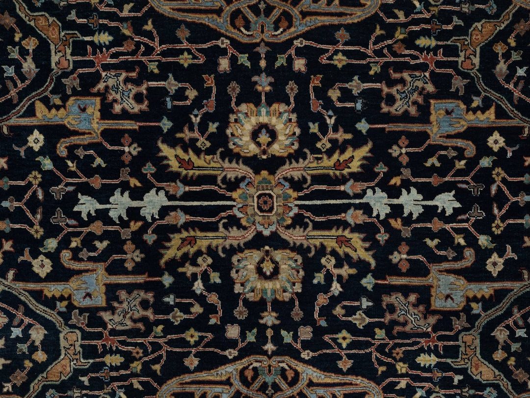 7'10" x 7'10" New Hand Knotted Blue Wool Round Oriental Rug - MOA10291522