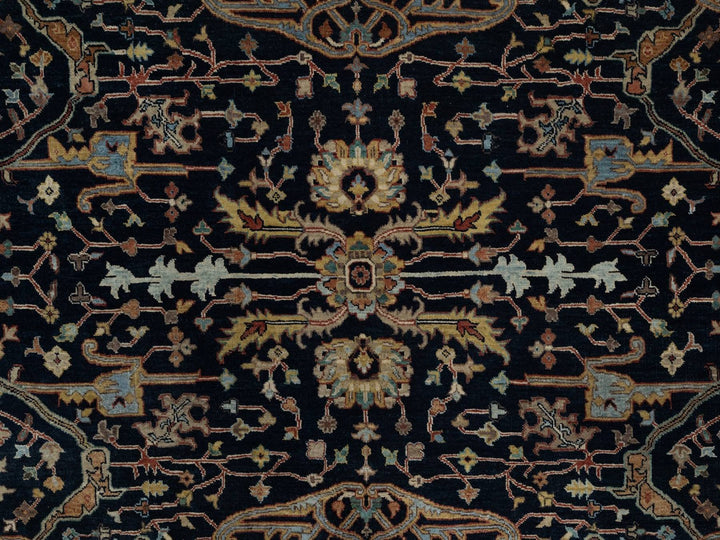 7'10" x 7'10" New Hand Knotted Blue Wool Round Oriental Rug - MOA10291522