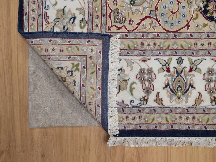 7'10" x 10'3" New Hand Knotted Blue Wool & Silk Rectangle Oriental Rug - MOA10291523