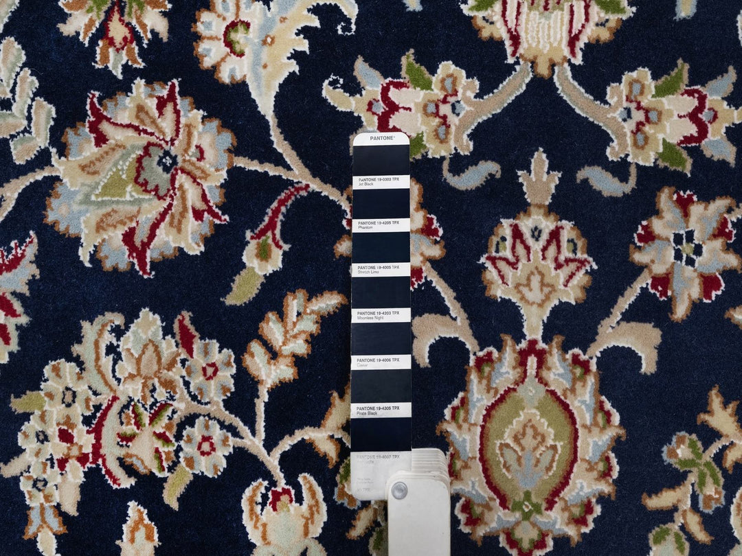 7'10" x 10'3" New Hand Knotted Blue Wool & Silk Rectangle Oriental Rug - MOA10291523