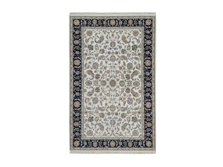 5'9" x 9'2" New Hand Knotted Ivory Wool & Silk Rectangle Oriental Rug - MOA10291525