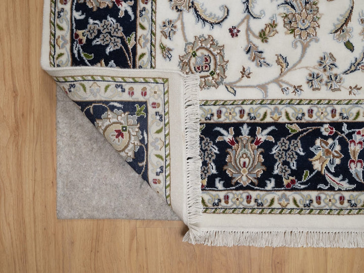 5'9" x 9'2" New Hand Knotted Ivory Wool & Silk Rectangle Oriental Rug - MOA10291525