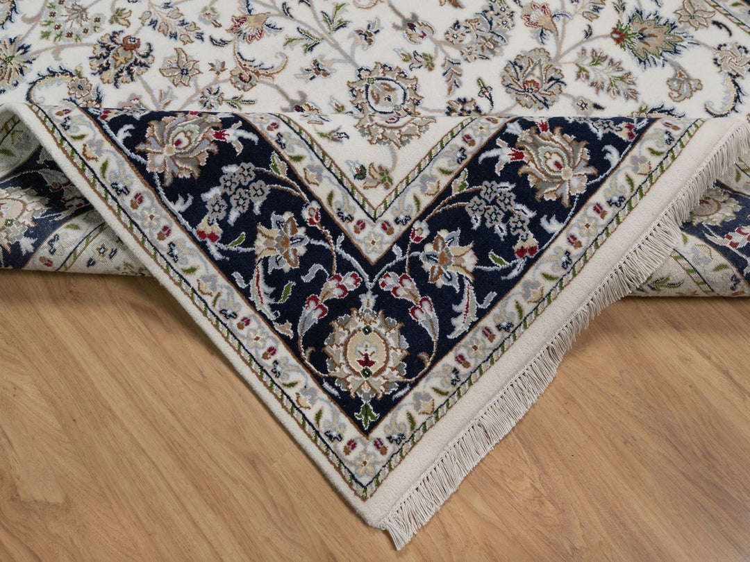 5'9" x 9'2" New Hand Knotted Ivory Wool & Silk Rectangle Oriental Rug - MOA10291525