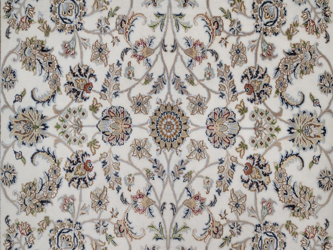 5'9" x 9'2" New Hand Knotted Ivory Wool & Silk Rectangle Oriental Rug - MOA10291525