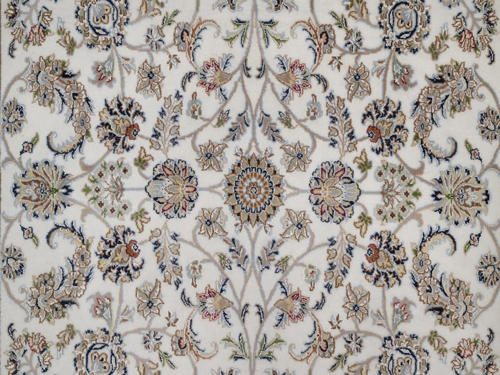 5'9" x 9'2" New Hand Knotted Ivory Wool & Silk Rectangle Oriental Rug - MOA10291525