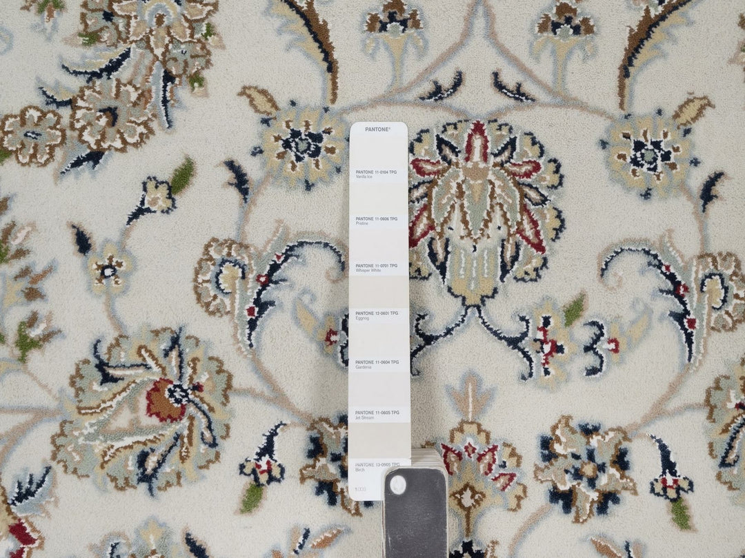 6'2" x 9'0" New Hand Knotted Ivory Wool & Silk Rectangle Oriental Rug - MOA10291526