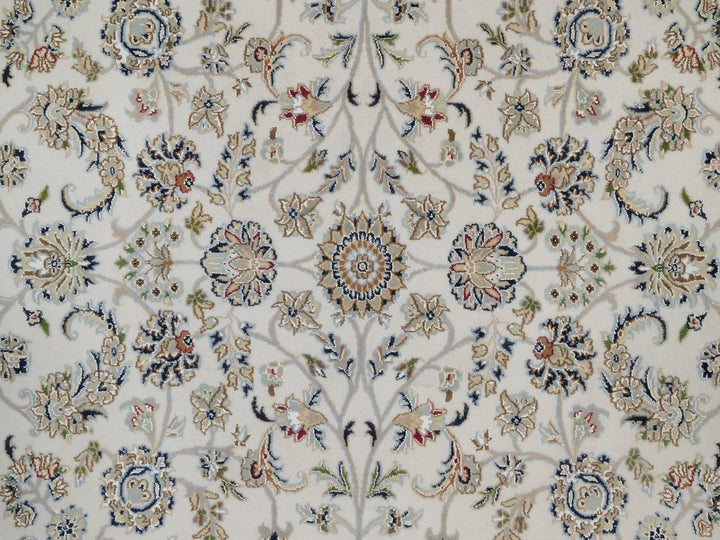 6'2" x 9'0" New Hand Knotted Ivory Wool & Silk Rectangle Oriental Rug - MOA10291526
