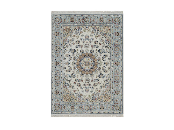 5'1" x 7'2" New Hand Knotted Ivory Wool & Silk Rectangle Oriental Rug - MOA10291527