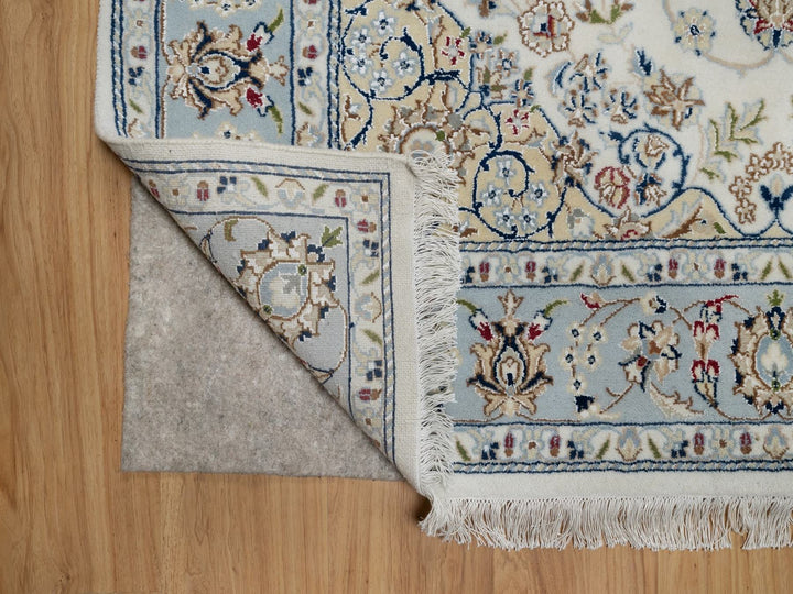 5'1" x 7'2" New Hand Knotted Ivory Wool & Silk Rectangle Oriental Rug - MOA10291527