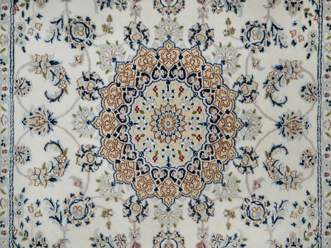 5'1" x 7'2" New Hand Knotted Ivory Wool & Silk Rectangle Oriental Rug - MOA10291527
