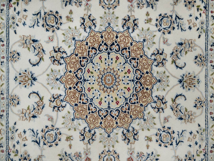 5'1" x 7'2" New Hand Knotted Ivory Wool & Silk Rectangle Oriental Rug - MOA10291527