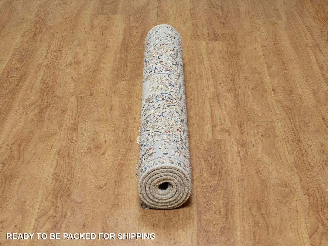 5'1" x 7'2" New Hand Knotted Ivory Wool & Silk Rectangle Oriental Rug - MOA10291527