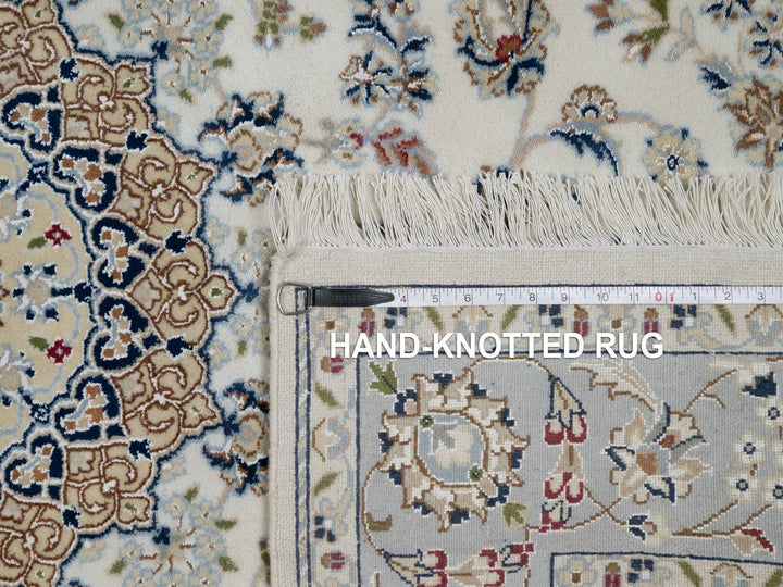 5'1" x 7'2" New Hand Knotted Ivory Wool & Silk Rectangle Oriental Rug - MOA10291527