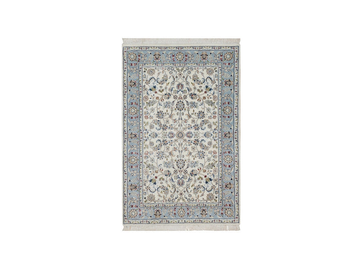 3'10" x 6'0" New Hand Knotted Ivory Wool & Silk Rectangle Oriental Rug - MOA10291528