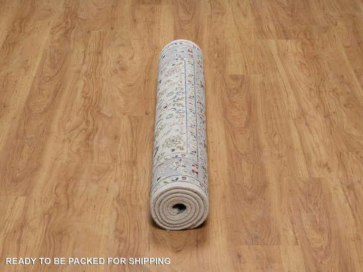 3'10" x 6'0" New Hand Knotted Ivory Wool & Silk Rectangle Oriental Rug - MOA10291528