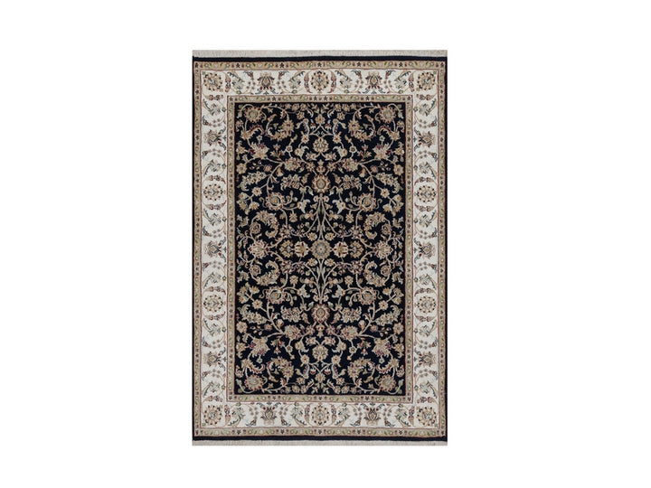 4'0" x 6'0" New Hand Knotted Blue Wool & Silk Rectangle Oriental Rug - MOA10291529