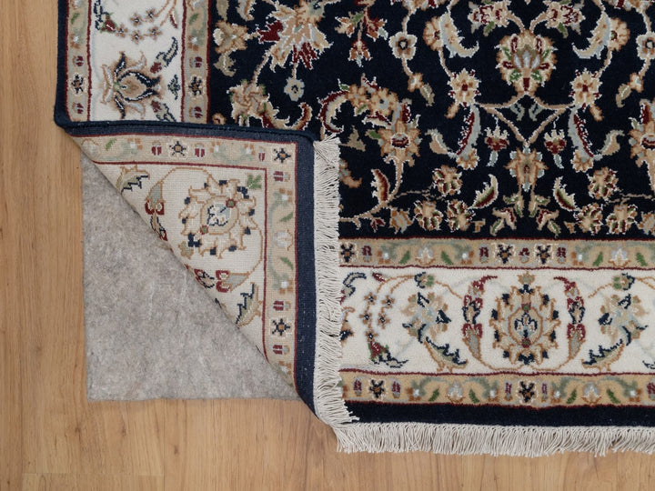 4'0" x 6'0" New Hand Knotted Blue Wool & Silk Rectangle Oriental Rug - MOA10291529