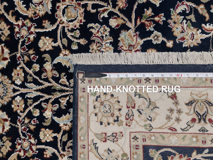 4'0" x 6'0" New Hand Knotted Blue Wool & Silk Rectangle Oriental Rug - MOA10291529
