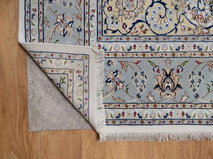 7'11" x 10'1" New Hand Knotted Ivory Wool & Silk Rectangle Oriental Rug - MOA10291532