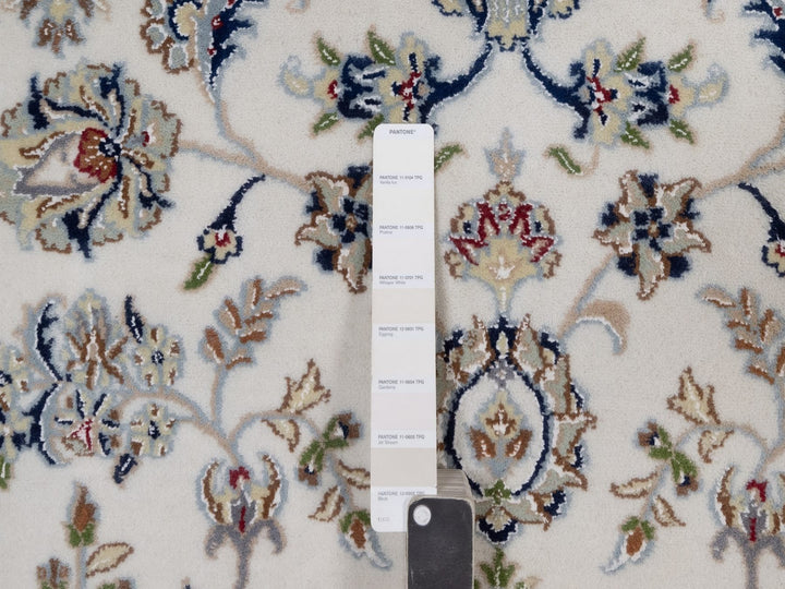 7'11" x 10'1" New Hand Knotted Ivory Wool & Silk Rectangle Oriental Rug - MOA10291532