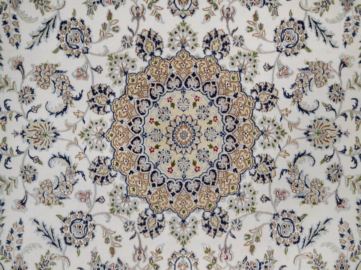 7'11" x 10'1" New Hand Knotted Ivory Wool & Silk Rectangle Oriental Rug - MOA10291532