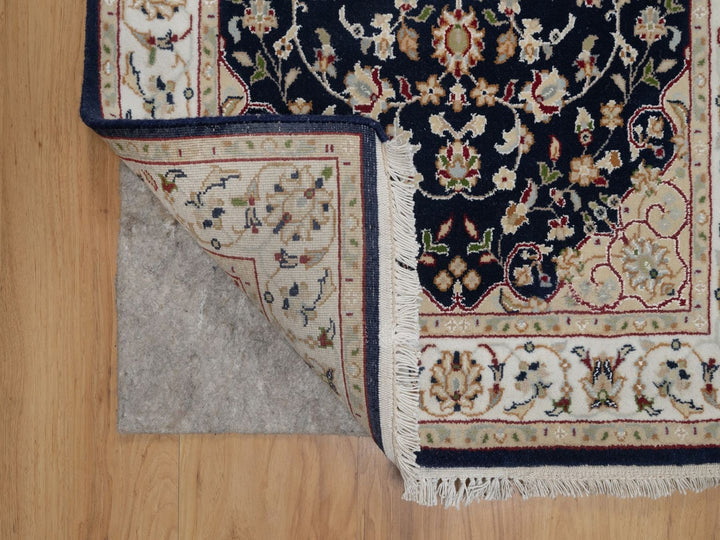 2'8" x 4'2" New Hand Knotted Blue Wool & Silk Rectangle Oriental Rug - MOA10291533
