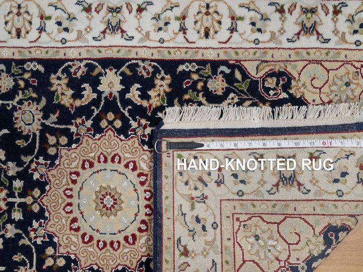 2'8" x 4'2" New Hand Knotted Blue Wool & Silk Rectangle Oriental Rug - MOA10291533