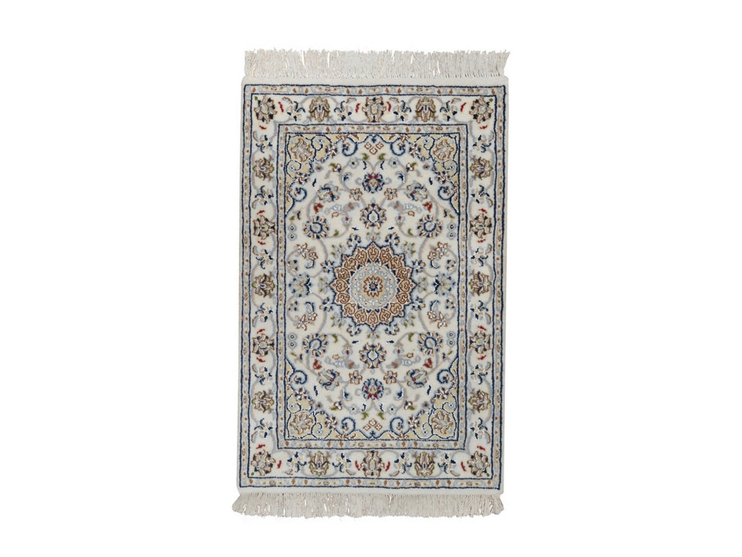 2'0" x 3'1" New Hand Knotted Ivory Wool & Silk Rectangle Oriental Rug - MOA10291539