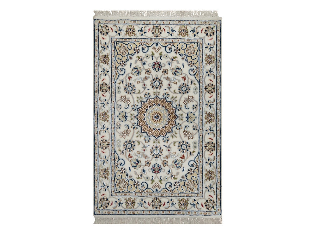 2'0" x 3'2" New Hand Knotted Ivory Wool & Silk Rectangle Oriental Rug - MOA10291540