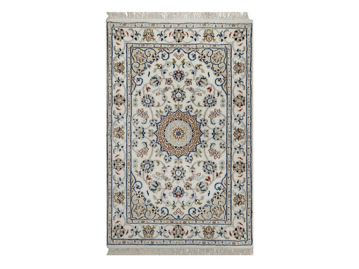 2'0" x 3'2" New Hand Knotted Ivory Wool & Silk Rectangle Oriental Rug - MOA10291540